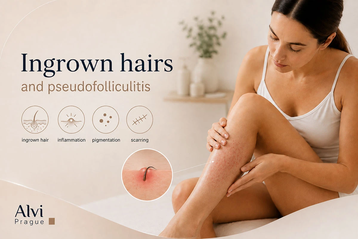 vello encarnado y pseudofoliculitis después de la depilación